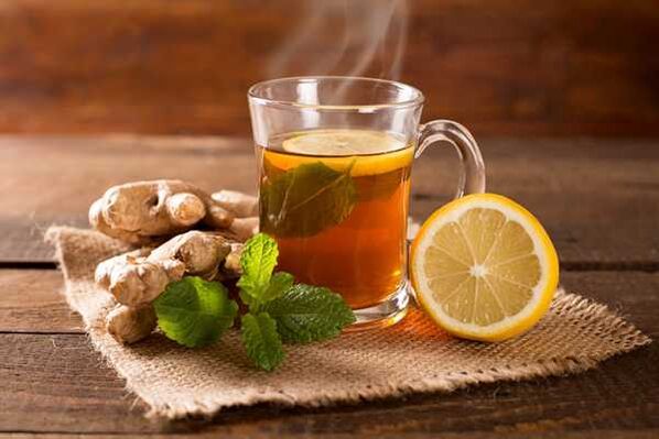 Delicious tea with ginger, mint and lemon will strengthen the sexual energy of a man